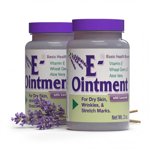 [BRSWYH3QOAMAM2D2] Basic Brands - Vitamin E Ointment with Lavender - 2oz - Moisture Enhancing - 2-Pack
