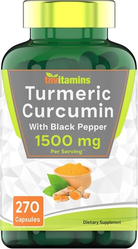 [BRSWIFQTOACWAFTY] tnvitamins gurkemeje Curcumin Kapsler med sort pepper
