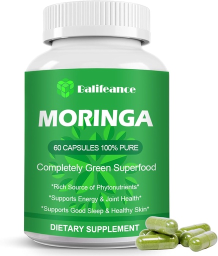 [BRSRAAQTBMIWCDTH] Cápsulas de Moringa 800mg, Pure Moringa Powder Cápsulas - Suporte Energia, Saúde da Pele, Gut Health+ para Homens e Mulheres