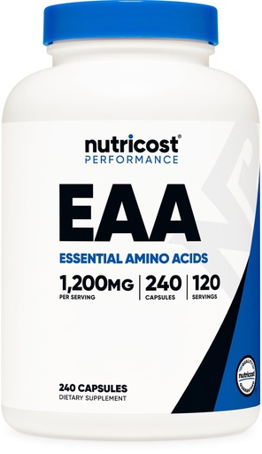 [BRSROZYCAEJRYAD7] Nutricost EAA Capsules 1200mg, 240 Capsules - Essential Amino Acids, 120 Servings - Non-GMO, Gluten Free & Vegan