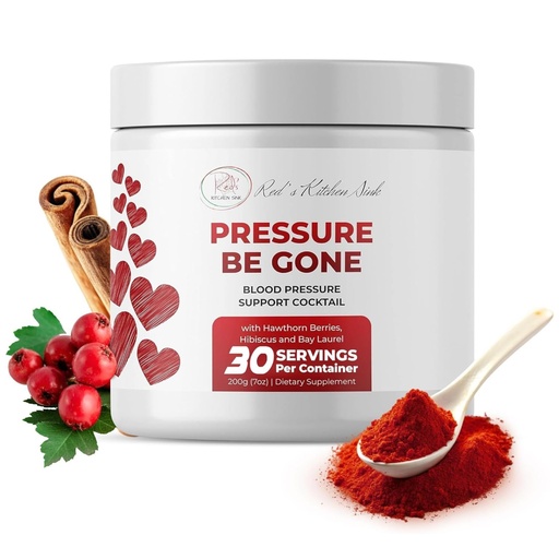 [BRSRMCD4B56ROHT3] Red's Kitchen Sink Pressure Be Gone – Daily Superfood Powder With Hibiscus, Hawthorn Berry, Bay Laurel, Ginger & More – 200g, 30-Day Supply