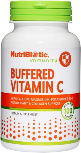 [BRSWIYQZBQPBC2DI] NutriBiotic Buffered Vitamin C, 500 Mg, 100 Caps | Pharmaceutical Grade Vitamin C with Calcium, Magnesium, Potassium, and Zinc | Antioxidant & Collagen Support | Non-GMO & Gluten Free