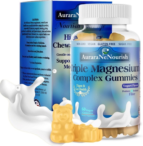 [BRSRAEL4PJ5R4FYZ] Sugar Free Magnesium Gummies Plus Probiotic & Fiber, Magnesium Glycinate 400 mg丨L-Threonate丨Taurate, Chewable Calm Magnesium Gummies w. Vitamin D3 K2 B6 for Sleep* Brain Health, Digestion, Gut Health