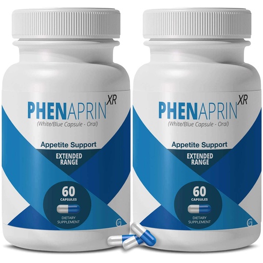 [BRSROHA5DECAGA34] PhenAprin XR Caffeine-Free Appetite Suppressant (Pack of 2) - 120 Capsules - Glucomannan Fiber Diet Pills for Food Noise and Cravings - 60-Day Supply for Women and Men