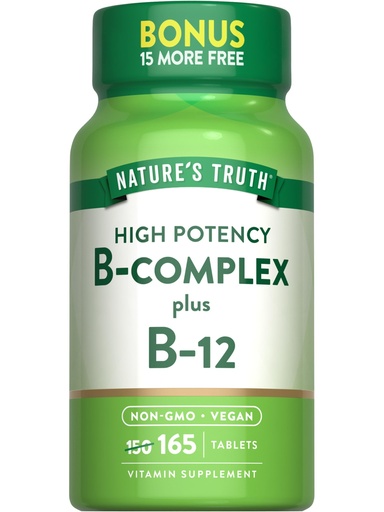 [BRSWGCT4AAPRQ3TH] Nature's Truth Vitamin B Complex | 165 Tablets | Plus B12 | Vegan & Non-GMO Supplement