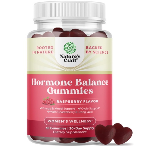 [BRSRMHADOABREAAV] Hormone Balance for Women Gummies of All Ages - PMS Support Supplement for Women to Regulate Menstrual Cycle & Hormonal Balance Menopause & Mood Swings with Vitamin B6 & Dong Quai - 60 Chews