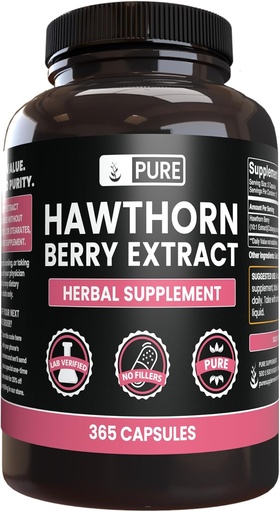 [BRSROHY7CEFWAYD3] 纯原始原料 Hawthorn Berry 提取器 无镁或水稻填充器, 永远纯, 实验室验证(365 Capsules)