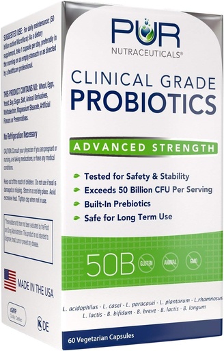 [BRSWK236BUHQCHQZ] Clinical Grade Probiotics * 50 Billion CFUs/Serving * 10 Strains * Built-in Prebiotic * 60 Daily Capsules - 2 Month Supply * All Natural 100% Made in USA
