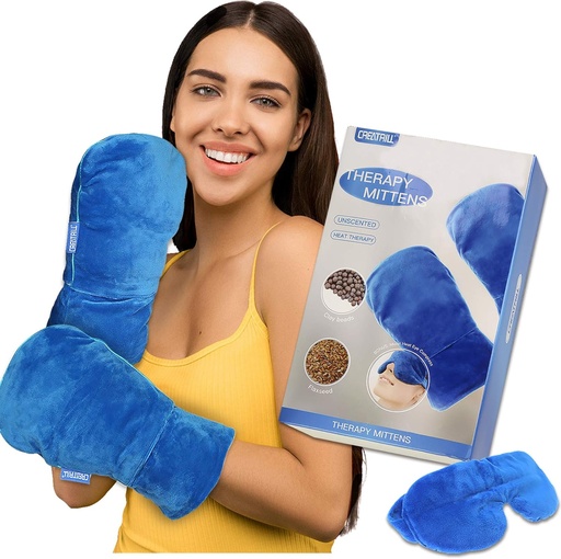 [BRSWYFQ6B4NAM337] CREATRILL Microwavable Therapy Mittens Natural Unscented Gloves Moist Heat Therapy for Raynauds Arthritis Fingers Pain Relief