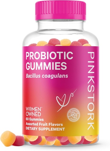 [BRSWYCD7B4FBMCYU] Pink Stork Probiotic Gummies for Prenatal & Postnatal Women - Probiotics for Digestion, Morning Sickness, pH Balance, Gut Health, Immune Support - 60 Sugar-Free Probiotics - 5 Billion CFUs