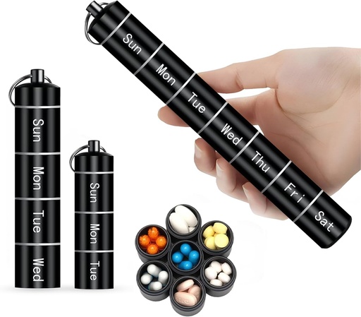 [BRSRO2TQPN4BODIZ] Zam-Zam Daily Pill Organiser | Portable 7 Day Pill Organizer | Large Capacity Travel Pill Container | Convenient Weekly Pill Box for Medication Management | Travel Pill Organizer with Labels(Black)