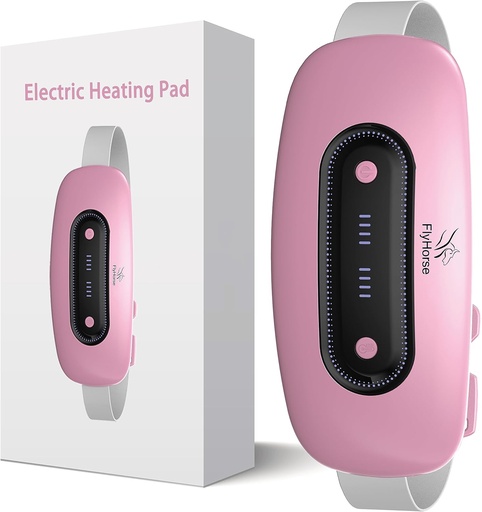 [BRSRMEIZPMMBMGT4] Electric Heating Pad, Portable Cordless Menstrual Heating Pad with 4 Heat Levels and 4 Massage Modes, Fast Large Heating Belly Wrap Belt for Cramps, Back Pain Relief Gifts for Women Girls Her (Pink)