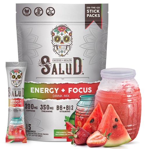 [BRSRMGI7BAARO3Q7] Salud 2-in-1 Energy Drink Powder + Focus, Strawberry Watermelon