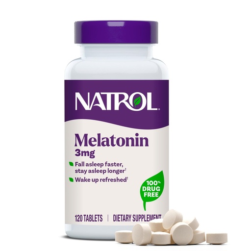 [BRSWIYQ6OQARQADU] Natrol Melatonin 3 mg, Dietary Supplement for Restful Sleep, Sleep Supplements for Adults, 120 Melatonin Tablets, 120 Day Supply