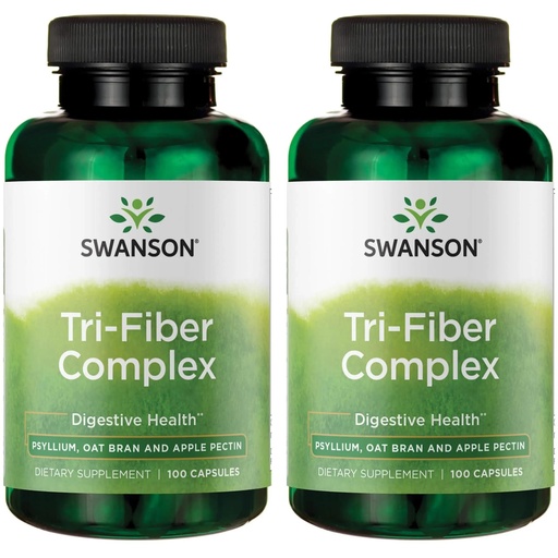 [BRSWGZIDOIMQEDQ4] Swanson Tri-Fiber Complex - Digestive Health Supplement Made with Psyllium, Oat Bran, & Apple Pectin - (100 Capsules) (2 Pack)