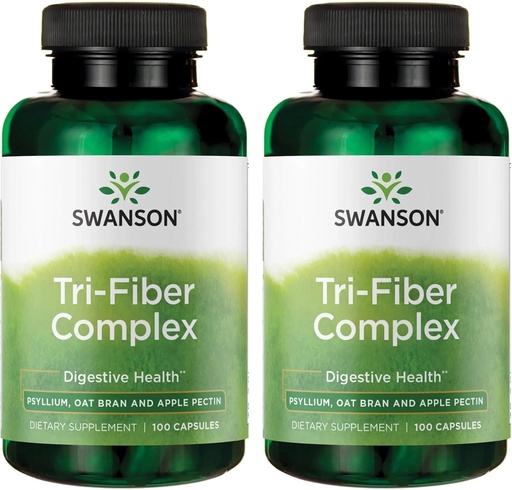 [BRSWGZIDOIMQEDQ4] Swanson Tri-Fiber Complex - Digestive Health Supplement Made with Psyllium, Oat Bran, & Apple Pectin - (100 Capsules) (2 Pack)