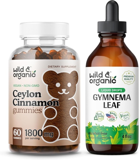 [BRSRAGQRBAMQM23V] Wild & Organic Ceylon Cinnamon Gummies & Gymnema Tincture