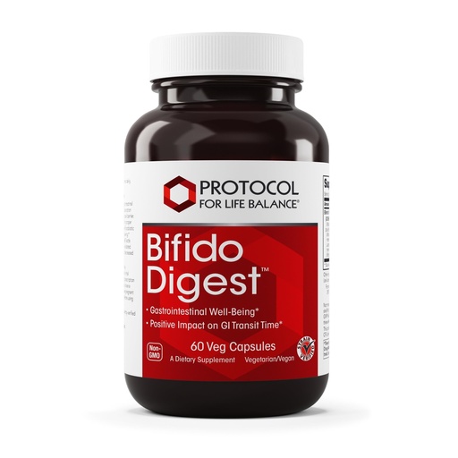 [BRSWIFQ5PIFWOHLA] PROTOCOL FOR LIFE BALANCE Bifido Digest - 20 Billion CFU per Serving - GI Support - Dairy Free, Egg Free & Non-GMO - 60 Veg Capsules