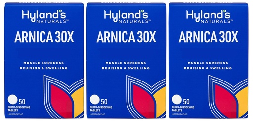 [BRSRMGINC57B6CA6] Hyland's Arnica 30x 50 Tablets (3 Pack = 150 Tablets), Bruising, Swelling, Muscle Pain Relief