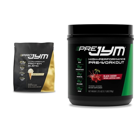 [BRSROBQEA55ROCLK] PRO JYM 45 Servings - Tahitian Vanilla Bean & PRE JYM 30 Servings - Black Cherry