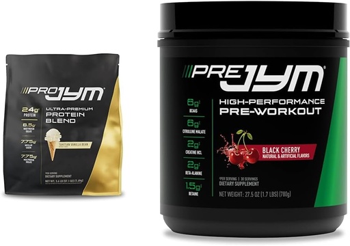 [BRSROBQEA55ROCLK] PRO JYM 45 Servings - Tahitian Vanilla Bean ' PRE JYM 30 Servings - Black Cherry