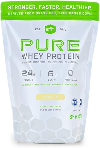 [BRSWI2YHBJ4WOFQV] STRONGER FASTER HEALTHIER Vanilla Whey Protein Powder, 31.6 OZ