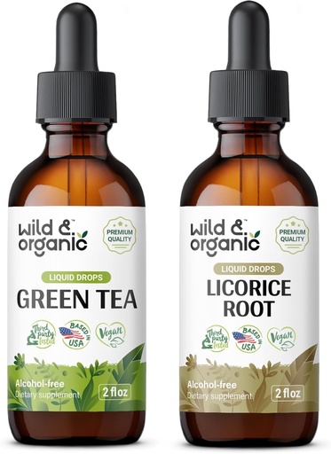 [BRSRAGA2OIHR6CY4] Wild & Organic Green Tea Tincture 2 fl oz & Licorice Tincture 2 fl oz