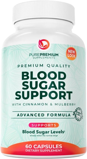 [BRSWG2YYCMMAKD3G] PurePremium Normal Kan Sugar Support Supplement - 20 Active Materiallar Kompleksi Qlobal Range - Cinnamon, Bitter Melon, Chromium, Mulberry - 60ct