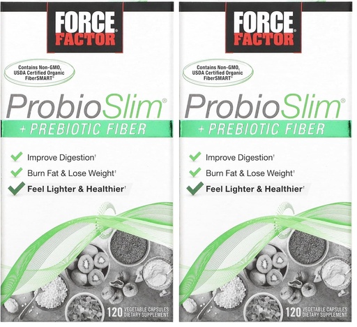 [BRSRAY3ROYAWCFD5] Force Factor ProbioSlim + Prebiotic Fiber Weight Loss Supplement for Women and Men, Probiotic and Prebiotic Digestive Health Support with Green Tea Extract and Psyllium Husk Fiber, 120 Capsules