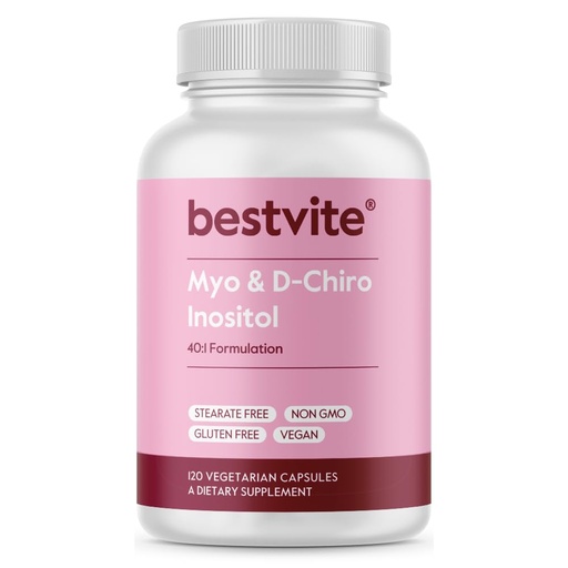 [BRSW2CYTDN6GO3LG] BESTVITE Myo & D-Chiro Inositol (120 Vegetarian Capsules) - 40:1 Ratio - No Stearates - Vegan - Non GMO - Gluten Free