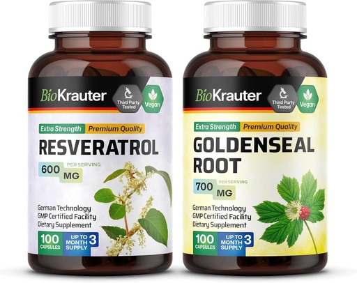 [BRSRAGABOAFBUFAZ] BIO KRAUTER Resveratrol 100 kapsula eta Goldenseal 100 kapsulak