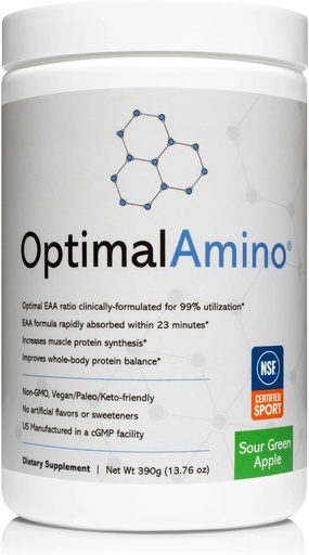 [BRSRAAQHBZ6QGDTB] OptimalAmino Amino Acid Powder ← 99% Utilized Essential Amino Acid (EAA) Suplemento Silencio Pre/Post Workout &amp; Muscle Recovery ← NSF for Sport Certified ← Sour Green Apple Flavor