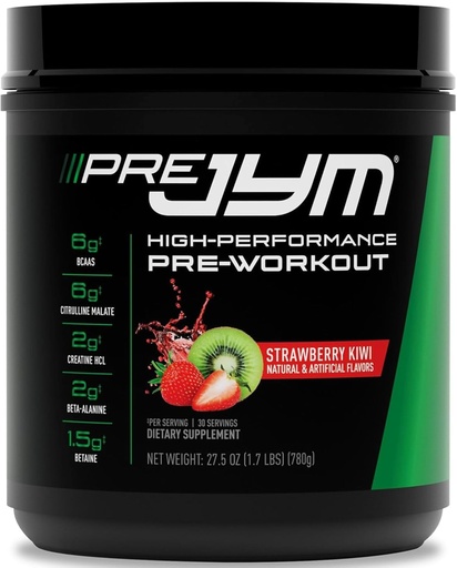 [BRSWYCA2CF5AGHLF] JYM Strawberry Kiwi Pre Workout Toz - BCAAs, Nootropics, Creatine HCI, Citrulline, Beta-Alanine, Betaine, Taurine, Huperzine 30