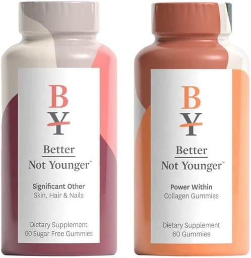 [BRSW2BQYOAJW2FDF] Better Not Younger Power Within Skin & Scalp Collagen Dietary Supplement and Significant Other Hair, Skin, & Nails Dietary Supplement Bundle, Gluten-Free Chewable Gummies