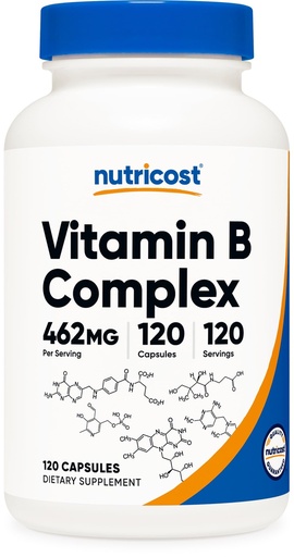 [BRSWKGYHCEHQG2LI] Nutricost High Potency Vitamin B Complex 462mg, 120 Capsules - with Vitamin C - Energy Complex