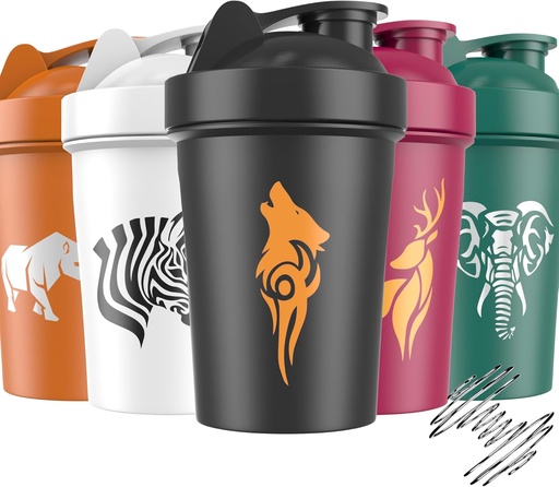 [BRSRMBA3AAMBUHTL] JEELA SPORTS 5 PACK Protein Shaker Bottles for Protein Mixes -20 OZ- Dishwasher Safe Shaker Cups for Protein Shakes - Shaker Cup for Blender Protein Shaker Bottle for Shakes Protein Shake Blender
