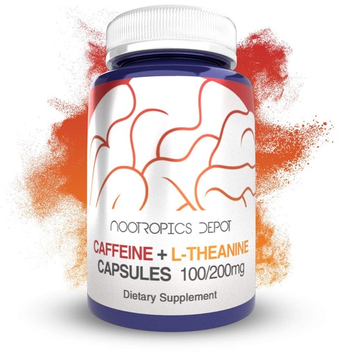 [BRSWKED7AZ5R4CLO] Nootropics Depot Caffeine and L-Theanine Capsules | 60 Pills | Contains 100mg of Caffeine and 200mg of L-Theanine | Natural Supplement | Energy Booster | Mental Focus + Alertness | Coffee Alternative