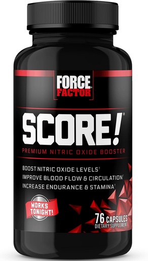 [BRSWG233A4NRY3T5] Force Factor SCORE! Nitric Oxide Supplement for Men with Horny Goat Weed, L-Citrulline, Ashwagandha, Black Maca & Tribulus, Ignite Drive & Energy, Increase Endurance, For Male Vitality, 76 Capsules