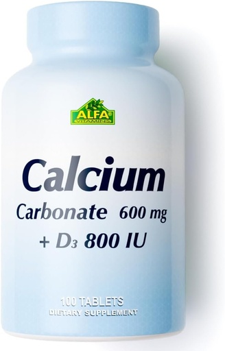 [BRSWKHY5DIAAIAD3] Calcium 600mg + D3 Dietary Supplement by ALFA Vitamins - Promotes Healthy Bones - Healthy Teeth - Healthy Heart - Healthy Nervous System -100 Tablets