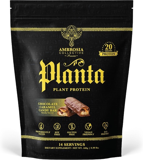 [BRSRMAILO4IRMDTB] Ambrosia Planta - Premium Plant-Based Protein | Vegan & Keto Friendly | Gourmet Flavors blokerik gabe edo Stomach Upset | Gluten & Soy Free | No Added Sugar | 14 Zerbitzuak | (Candy Bar)