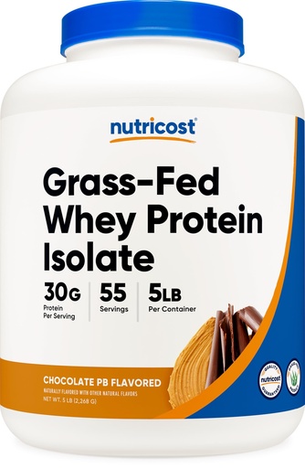 [BRSROAY3CJ5BEELJ] Nutricost Grass-Fed Whey Protein Isolate (Chocolate Peanut Butter) 5LBS | GMO Free, Gluten Free