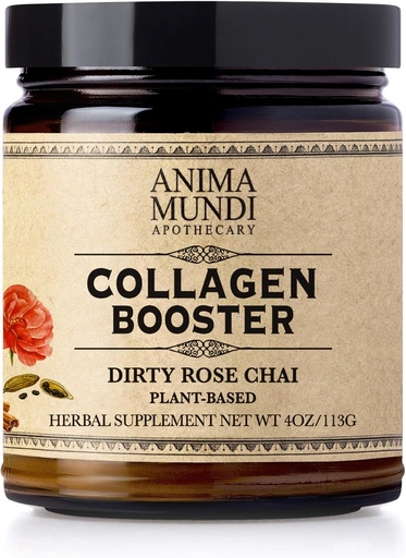 [BRSWYZTQCQBQYETO] Anima Mundi Apothecary Vegan Collagen Booster Powder, Dirty Rose Chai - Suplemento de belleza para la piel, el pelo y las uñas - Colagen Soporte Polvo para la piel de la guante - Easy Drink Mix-in (4oz)
