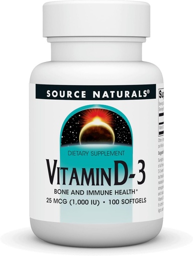 [BRSWIZT3CMMB2CI5] Source Naturals Vitamin D-3 1000 iu Supports Bone & Immune Health* - 100 Softgels