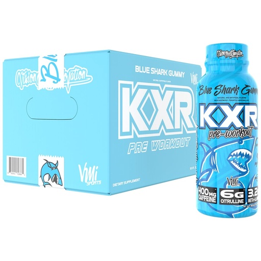 [BRSRO2Y3OUHQMGQU] VMI Sports KXR High Stimulant Pre-Workout Energy Ready to Drink 400mg Caffeine, 6g Citrulline, 3.2g Beta-Alanine | Delicious, Convenient, Powerful | 12.5 oz Bottles (Blue Gummy, 12 Bottles)