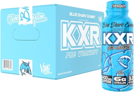 [BRSRO2Y3OUHQMGQU] VMI Sports KXR High Stimulant Pre-Workout Energy Redo att dricka 400 mg koffein, 6g Citrulline, 3.2g Beta-Alanine | Utsökt, bekvämt, kraftfullt | 12,5 uns flaskor (Blue Gummy, 12 flaskor)
