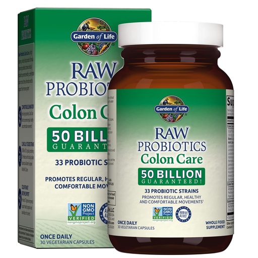 [BRSWIEY4AR7A2CDA] Garden of Life Raw Probiotics Colon Care - 50 Billion Live Cultures - Dietary Supplement to Support Regular, Comfortable Movements - 30 Vegetarian Capsules