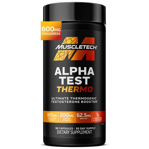 [BRSROFAQCQHBGCDP] MuscleTech Thermogenic Testosterone Booster for Men, AlphaTest Thermo - T-Boost Mens Supplement with Tribulus Terrestris - Male Gym Workout Supplements for Muscle Growth, Stamina & Energy - 90 Pills