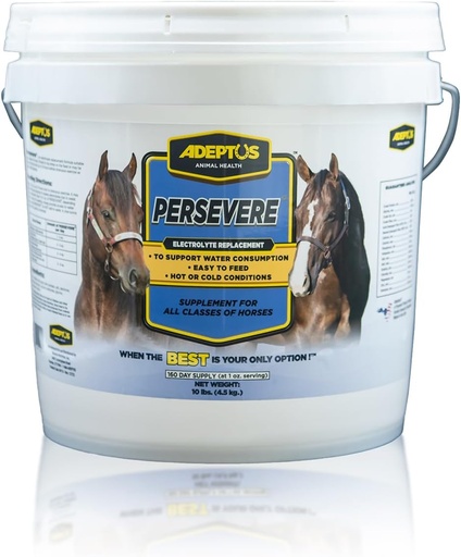 [BRSWIZT6O4DAGHI3] Adeptus Nutrition Persevere Suplemento Eletrolítico para Todas as Classes de Cavalos, Suporta Hidratação, Fórmula Equilibrada para Substituição de Suor, Base de Levedura Prebiótica, Pó de Alimento Fácil, 10 Lbs