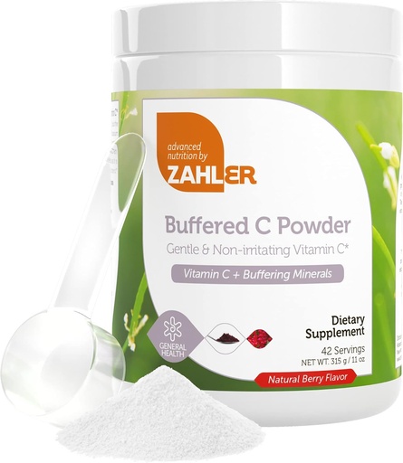 [BRSRMZT5OYGWAYAV] Zahler Buffered Vitamin C Powder - Ascorbic Acid Vitamin C with Calcium, Magnesium, Potassium Ascorbate Buffering Minerals - Kosher Berry Flavor Non-GMO Vitamin C Antioxidant Drink Mix - 11 Oz
