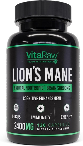 [BRSWYYAPCEBRS33X] Suplemento de la Mana de los Leones Orgánicos Capsules 2400 mg - Powerful Nootropic - Helps Maintain Memory, Energy, and Mental Clarity - Vegan Brain Booster Focus Pills - Real Lion's Mane Supplement